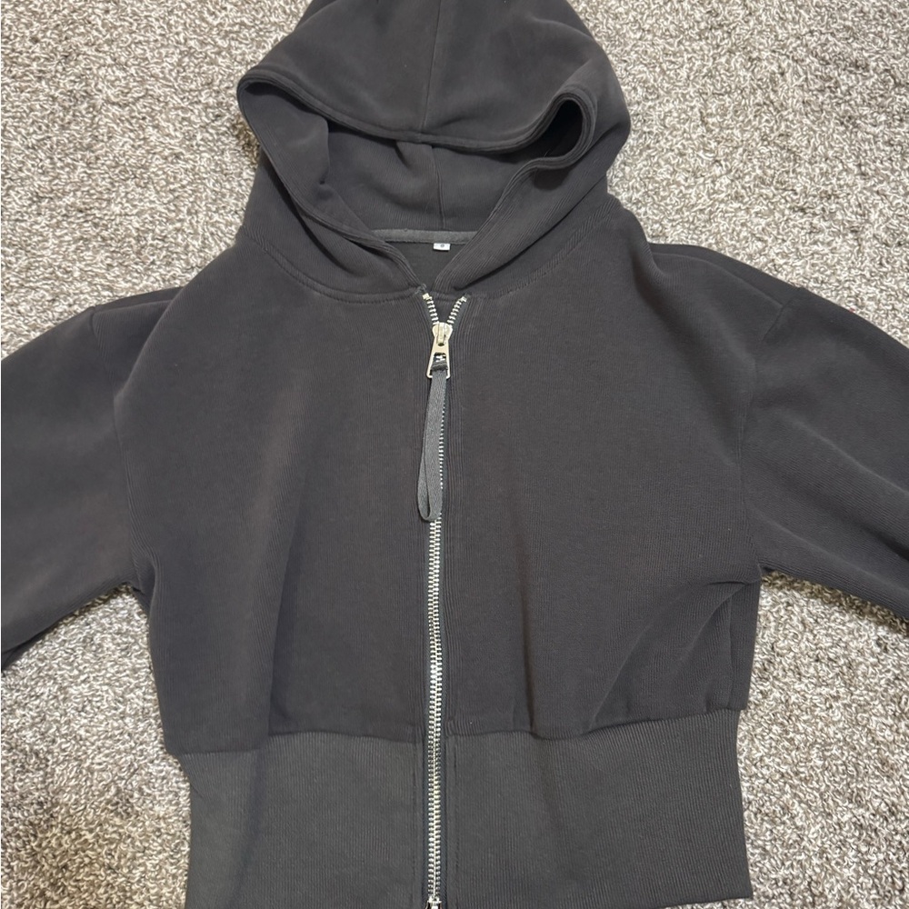 Charcoal/grey Cropped Hoodie - Picture 3 of 5